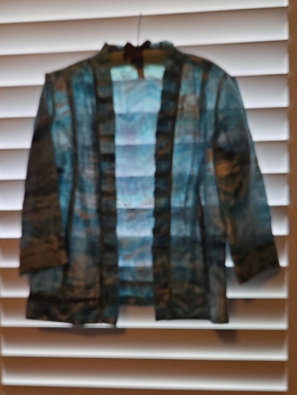 Chico's Teal and Aqua Open-Front Jacket